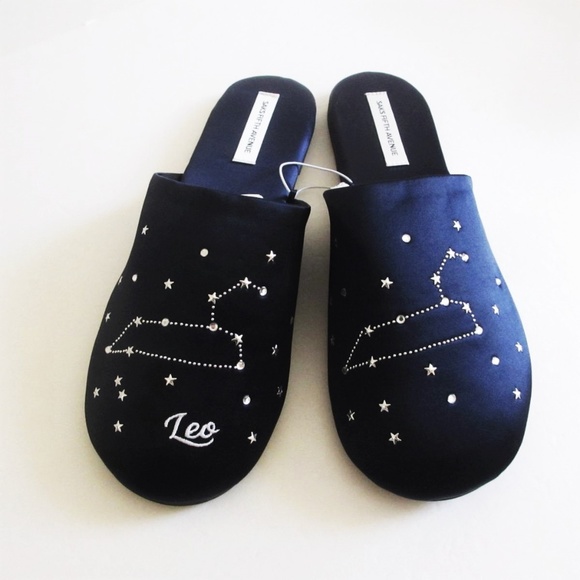 Saks Fifth Avenue Shoes - Zodiac Satin Mule Slippers Leo Sign size 9-10